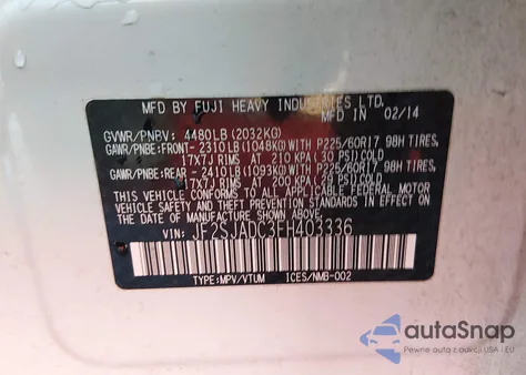 2015 Subaru Forester 2.5I Premium z USA, uszkodzony, nr VIN JF2SJADC3FH403336